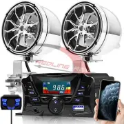 Bluetooth Motorcycle Audio Stereo Speakers System Honda Yamaha Kawasaki Harley