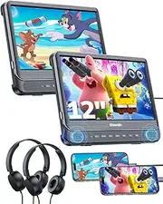 GOnavidio 12'' Dual Car DVD Players with HDMI Input, Support Last Memory, Region Free, AV in & AV Out, USB/TF Card, 2 Headphones, Play a Same or Two Different Movies, No Battery