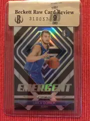 2018-19 BGS 9 RCR PANINI PRIZM LUKA DONCIC EMERGENT SILVER RC DALLAS REFRACTOR