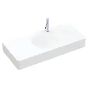 Encanto 1000 Solid Surface Wall Basin, 1 Tap Hole, Matte White