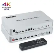 4 Port USB HDMI KVM Matrix 4x2 Dual Monitor 4K 60Hz HDR Switch Splitter HDMI 2.0