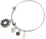 [STAR WARS] Imperial Symbol Bracelet, 7.5 inches, Stainless Steel, No Gemstone
