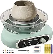 Pottery Wheel Ceramic Machine, Electric Mini Pottery Wheel Machine for Beginners,(12cm Turntables) - Stepless Speed Regulation + Foot Pedal + Turntable/Groove Removable,A Set of Letter Printing Molds