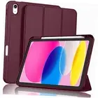 ZryXal New iPad 10th Generation Case 10.9 Inch 2022 with Pencil Holder, Wine