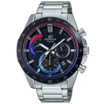 【CASIO 卡西歐】EDIFICE 迷幻漸層不鏽鋼賽車腕錶/銀X黑面(EFR-573HG-1A)