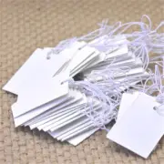 100Pcs White Paper Jewelry Clothes Label Price Tags With Elastic String 5*3c .ar