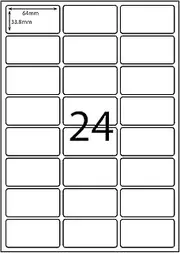 A4 Laser Label - 24up - 64x33.8mm - 500 per Box (5 Packs) (Template Code: L7159). These Labels Come in a Range of Sizes, from a Single Label per Page to as Many as 65 Labels per Page.