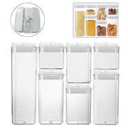 Catzon 7 Pieces Plastic Food Storage Containers with Easy Lock Lids for Kitchen Pantry Organization and Storage -White Lid