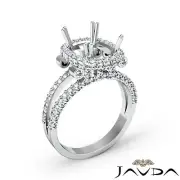 1.53 Carat Diamond Engagement 14k White Gold Halo Ring Cushion Shape Semi Mount