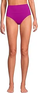 [Lands' End] Women's Chlorine Resistant Pinchless High Waisted Bikini Bottoms, Crimson Rose, 12