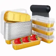 Disposable Baking Tins Foil Mini Pans With Lids 50 Pack 6.8oz 6.5"x2.5"x1.2" ...