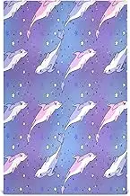 GAIREG Cute Cartoon Dolphins Pastel Blue Purple Dish Drying Cloths, 28x18 Inches Absorbent Printed Hand Towels
