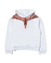 feather-print hoodie 10Y White