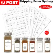 216/432Pcs DIY Spice Storage Jar Labels Stickers Decals Pantry Kitchen Labels AU