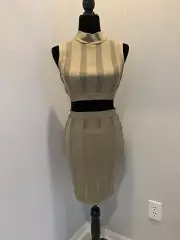 Women’s Crop Top And Skirt See Thru Vertical Mesh Outfit Size Medium NWT