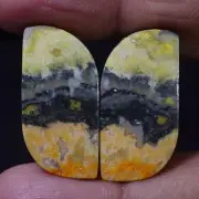 32.60 CT 100% Natural Bumble Bee Jasper Pair Cabochon Earring Supply Gemstone