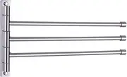 Swivel Towel Bar 3-Arm Bathroom Towel Holder Wall-Mounted Swing Out Towel Rack with Hooks Rustproof Polished Finish
