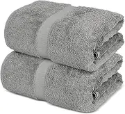 Towel Bazaar Premium Cotton Super Soft and Absorbent Turkish Towels (2-Piece Bath Sheet Towel, Gray)