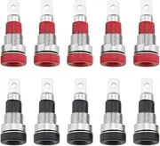 10Pieces 4mm Female Adapter Banana Jack Plug Audio Speaker Banana Plug Type Test Connector Panel Mount Banana Socket Jack Plug (5X Black, 5X Red)