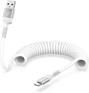 Coiled Carplay Cable for iPhone 16e 16 15 Pro Max, One Plus Ace 5 Pro, Samsung Galaxy S24 Ultra 4FT USB to USB C Carplay Fast Charging Retractable Cord, Xiaomi 15 Ultra Type C Phone Power Line for Car