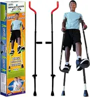 Geospace Original Walkaroo Xtreme Steel Balance Stilts with Height Adjustable Vert Lifters for Outdoor/Indoor Active Play & Exercise; for Adults & Kids up to 250 lbs (Black/Red)