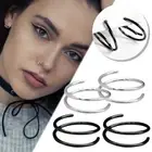 Double Hoop Nose Ring For Piercing Nose Lip Hoop Spiral 4-piece Set Black/Silver