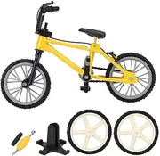 1:10 Mountain Bike Model, Simulate Miniature Finger Mountain Riding Bike Model,Bike Model Racing Toys 1/10 Dollhouse Accessory Craft Bicycle Desk Decoration (Yellow)