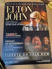 ORIGINAL OFFICIAL ELTON JOHN AUSTRALIAN 2012 TOUR POSTER