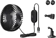 Portable Fan for Car | Rear Seat Powerful Car Cooling Fan,Powerful USB Rechargeable Vehicle Accessories, Air Cooler Suction Cup 360 Degree Rotatable for Truck RV Headrest