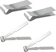 CChiai 4PCS Stainless Steel Pastry Clip 7 teeth wide 5 teeth wide Dumpling Precision Crimping Tongs Silver Multi Functional Small Baking Curling Tool For Decorating Cookies Baking Press Tool