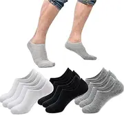 [GanYesin] 6 Pairs No Show Socks Women, Invisible Ankle Socks Men, White Grey Black Socks with Non-Slip Silicone Stripes, Fashion Breathable Lightweight Low Trainer Socks for Sports Shoes and Most Casual Shoes