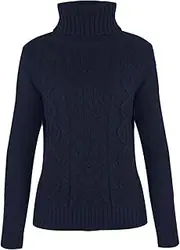 [Dawwoti] Women's Knitted Sweatshirts Turtleneck Jumper Tops Twist Knit Slouchy Cozy Knit Sweatshirts
