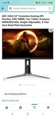 AOC 24G2 24" Frameless Gaming IPS Monitor