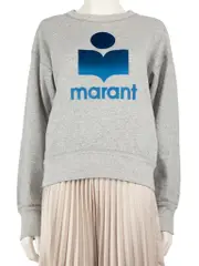 Grey Logo Velvet Print Jumper