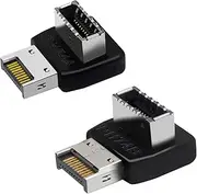 USB 3.2 Type-E 90 Degree Front Panel Socket, Vertical USB C Header Adapter Converter for Computer Motherboard (PH74A+PH74B)