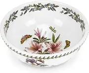 Portmeirion Botanic Garden 11-inch Salad Bowl, Azalea Motif - Durable Earthenware Serving Bowl, Chip-Resistant, Multi-Purpose Large Tableware - Lightweight Bowl for Everyday Use