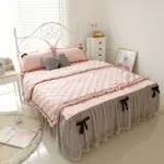 天絲床罩組 蕾絲床罩 天絲鋪棉兩用被薄床罩組 愛薇 粉 標準雙人 加大床罩