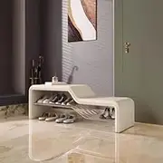 Shoe Bench Entryway Bench End of Bed Bench Shoe Ottoman Bench Storage Bench Modern Upholstered Shoe Changing Stool for Living Room Bedroom Hallway Window Corne(Beige,120 * 35 * 40cm)