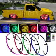 4PCS 15.5" RGB LED Wheel Ring Light Rim Lights Neon App Bluetooth For GMC Sonoma