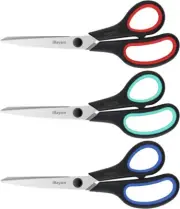 3-Pack 8 Heavy Duty Scissors With Ultra Sharp Blades And Comfort Grip Handles