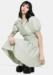 [Daisy Street] Sage Lara Puff Sleeve Mini Dress