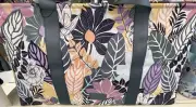 Vera Bradley Lighten Up Oversized Car Tote Palm Floral Gray NEW Organizer