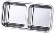 GRADENEVE Divided Stainless Steel Seasoning Plate Double Compartment Spice Dish for Sauces Appetizers and Condiments for BBQ Picnics and Outdoor Dining