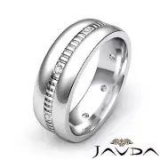 Solid Round Bezel Diamond Mens Eternity Wedding Band 14k White Gold 0.16Ctw