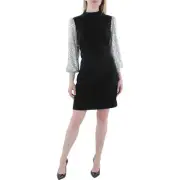 Nicole Miller Womens Black Sequined Mini Party Shift Dress 12 BHFO 1028