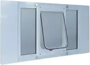 Ideal Pet Products Aluminum Sash Window Pet Door, Adjustable Width 23" to 28", Chubby Kat, 7.5" x 10.5" Flap Size, White