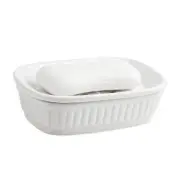 Ceramic Soap Dish, Self-Draining Kitchen Sink Soap Holder White