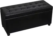 Artificial Leather Storage Bench, Entryway Bench for Living Room Bedroom, 87.5 x 36 x 41 cm, Wooden Frame + Artificial Leather Upholstery
