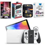 Nintendo Switch White OLED + Pokemon Shining Pearl + Accessory Gaming Kit