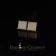 925 Yellow Silver Hip Hop 0.78ct Cubic Zirconia Women's Square Stud Earrings